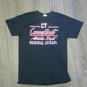 CT CONNECTICUT Athletic Department T Shirt Size M Men's Short Sleeve Black